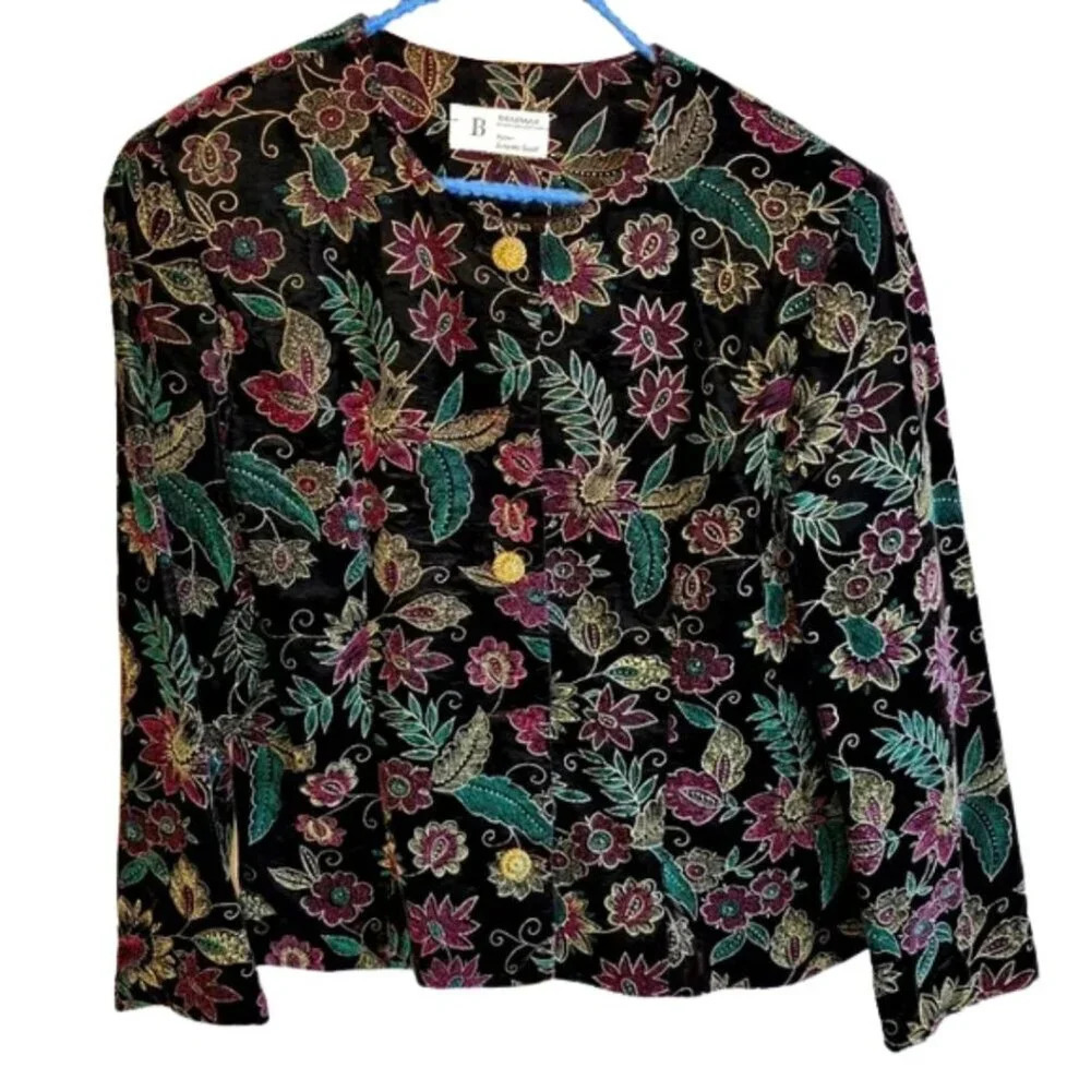 Vintage Braemar by Jeremy Scott Paisley Velvet Jacket Size 12